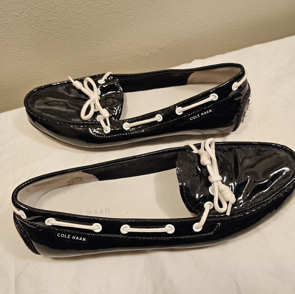 Cole Haan Nantucket Women's Size 7B Black Patent Leather Loafers Boat Shoes